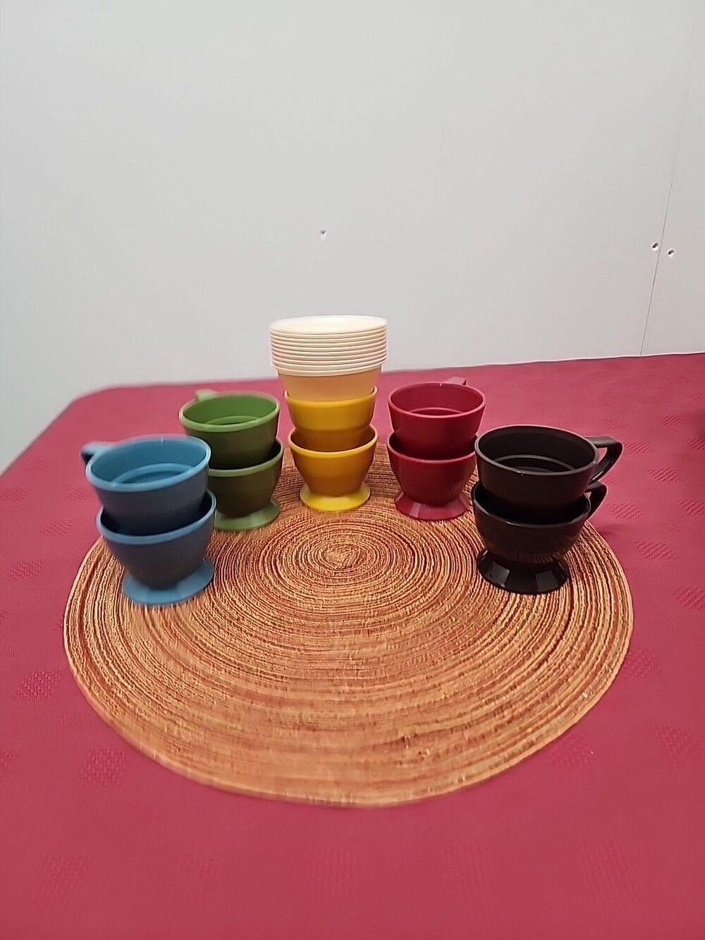 Vintage Solo Cozy Cup Holders Multi-Color Set Of 10 W/10 Cups 1970's Retro Vibe